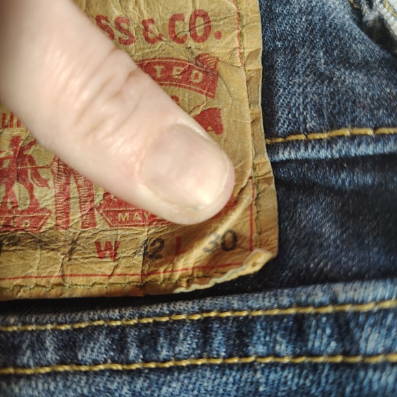 Levi's 559 Jeans Mens 42 X 30 Relaxed Straight Fit Dark Blue Flex Denim Distress - Picture 8 of 11